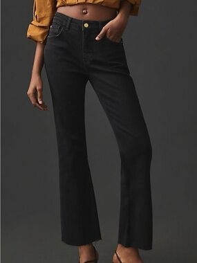 Pilcro The Yaya Mid-Rise Crop Flare Jeans - Black